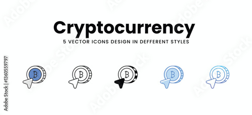 Cryptocurrency vector icons set stock illustration