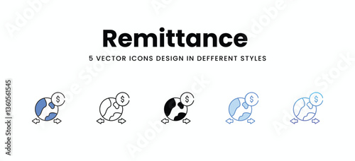 Remittance vector icons set stock illustration