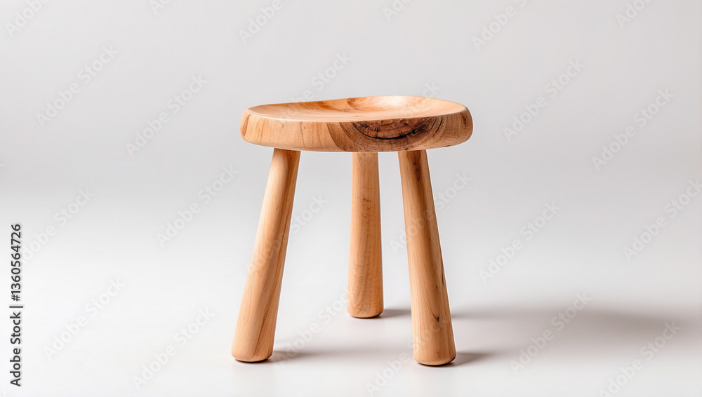An Elegant Wooden Stool Isolated on a White Background for Stylish Interiors