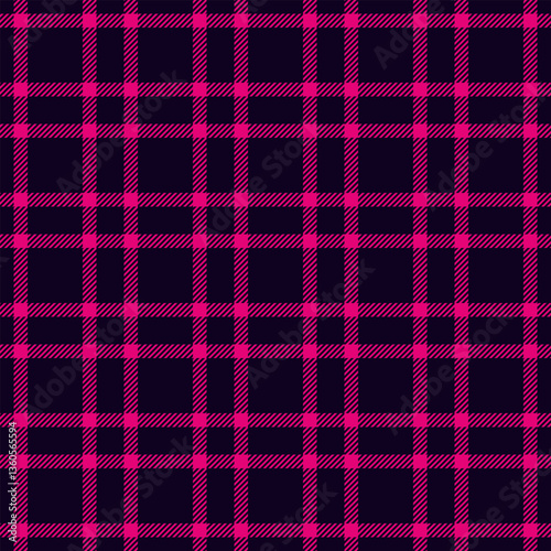 Colour tartan vector check, silky background texture textile. Picnic pattern fabric seamless plaid in black and pink colors.