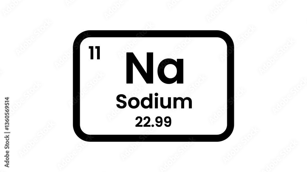 Sodium element icon, Periodic table element Sodium icon. Element of the periodic table of the Mendeleev system icon animation. Sodium element icon, Periodic table element Sodium icon. Element of the periodic table of the Mendeleev system icon animation.