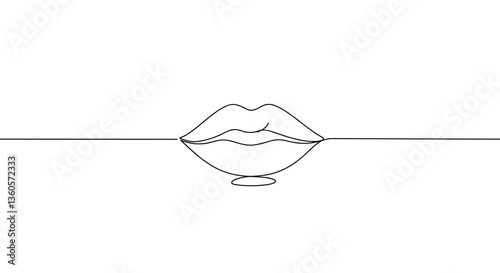 Minimalist line art of lips in simple style
