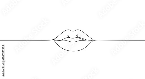 Line art lips illustration on white background