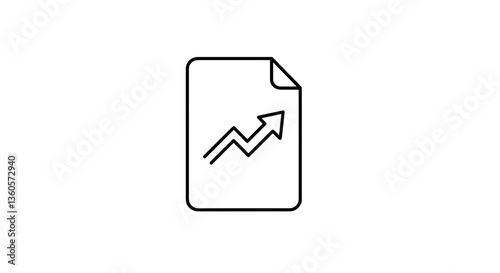 Free Download Document icon with growth trend arrow on white background - GFXLoad