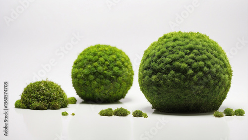 A Lush Green Moss Ball Set Against a Clean White Background