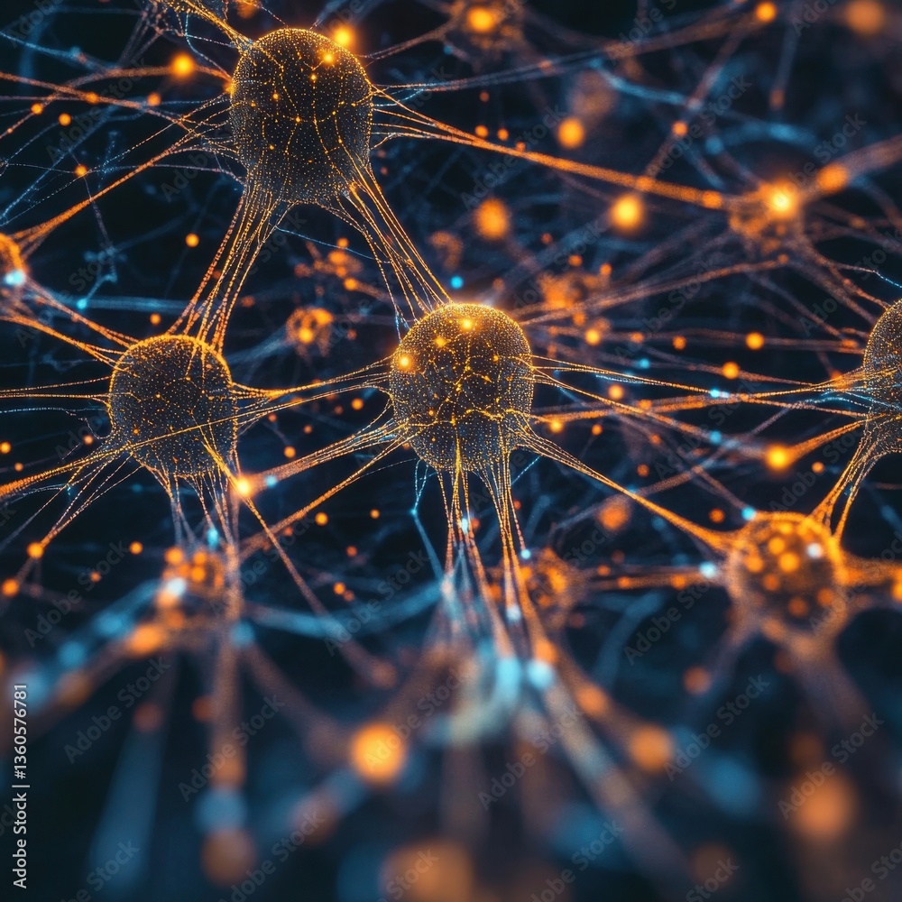 Obraz premium Abstract Neural Network with Glowing Nodes and Connections