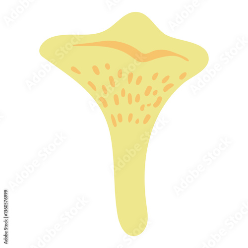 Cartoon chanterelle mushroom hand drawn illustration. Scandinavian style flat design, isolated vector. Forest, woodland, park scene, landscape element. Kids seasonal clip art, spring, summer print