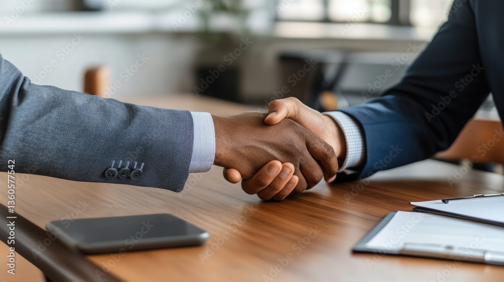 A Close-Up Shot of a Business Handshake: Two Businessmen Sealing a Deal A Close-Up Shot of a Business Handshake: Two Businessmen Sealing a Deal