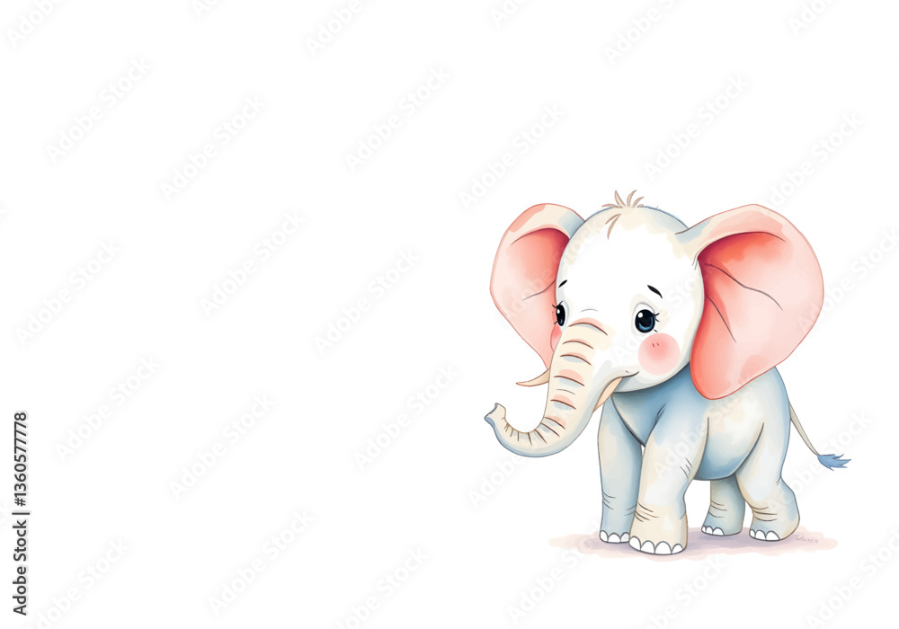 Cute little elephant in watercolour technique. Vector illustration. Cute little elephant in watercolour technique. Vector illustration.