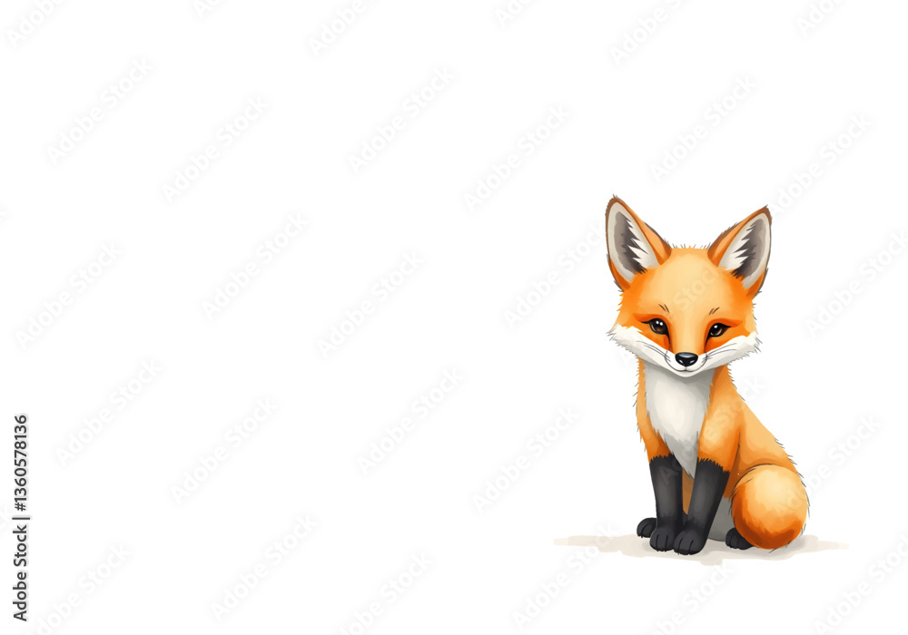 Cute little fox in watercolour technique. Vector illustration. Cute little fox in watercolour technique. Vector illustration.