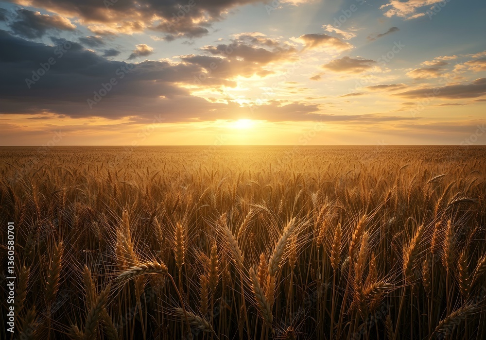 Obraz premium sunset over wheat field