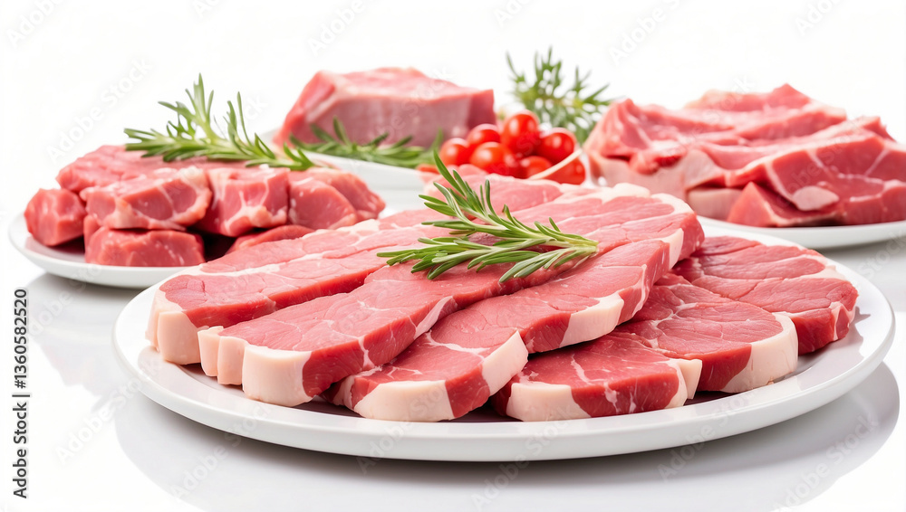 Quality Raw Meat Platters Isolated on a Clean White Background for Gourmet Cooking Quality Raw Meat Platters Isolated on a Clean White Background for Gourmet Cooking