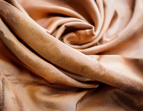 Arrugas en una tela de raso marrón. Concepto de confección y tejido de moda. Textura textil. photo