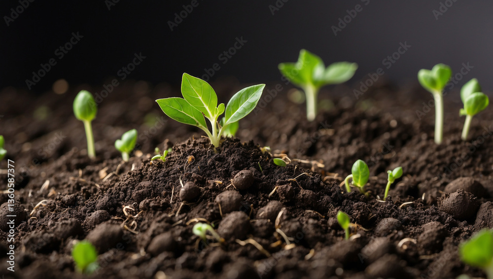 Fototapeta premium Fresh Sprout Emerging from a Pile of Soil Isolated for Nature Themes