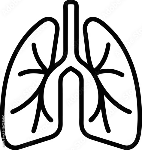 Lungs outline icon on white background