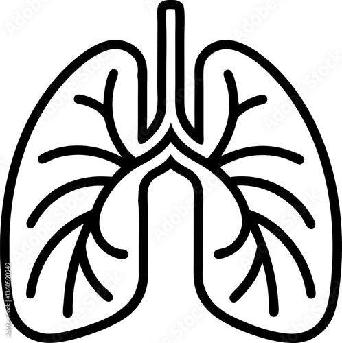 Lungs outline icon on white background