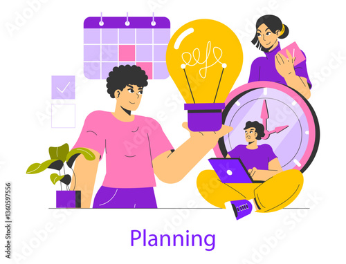 Idea Realization. Flat Vector Illustration