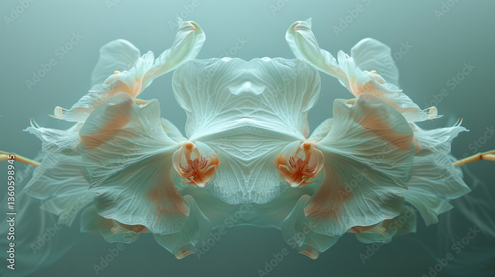 Elegant flower, abstract art with soft shades and intricate delicate details