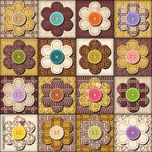 Patchwork print wallpaper background with different patterns quilting hobby craft handmade