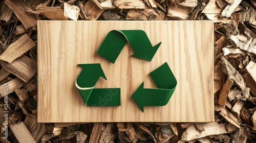 Recycling symbol with recyclable waste. Environment conservation concept.