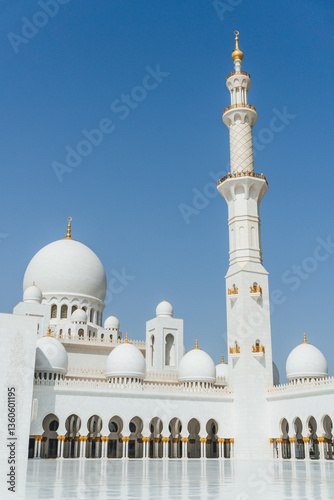 stunning mosquee with white marble and numerous decorative elements and minarets 