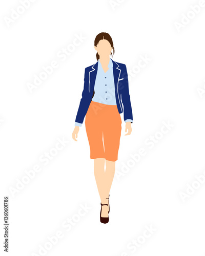Flat vector people and illustration, woman with formal executive outfit
