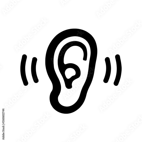 Vector icon of an ear with sound waves symbolizing hearing accessibility