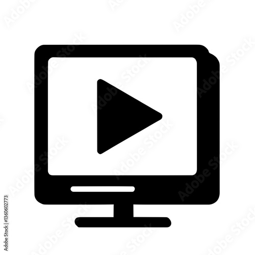 Vector icon of a play button with a video screen representing video accessibility