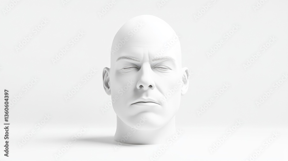 A neutral, expressionless white head A neutral, expressionless white head