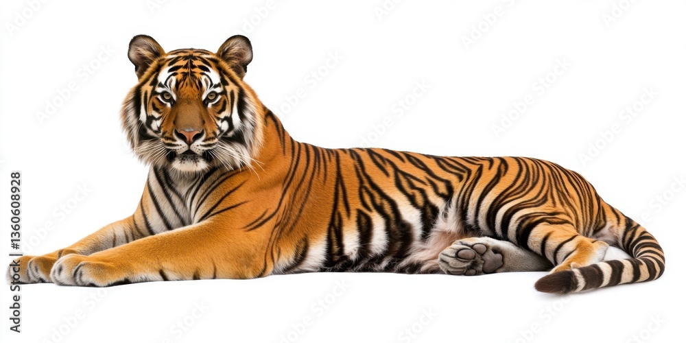 Obraz premium Tigre descansando en fondo blanco