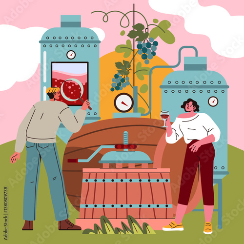 National Wine Day. Flat Vector Illustration
