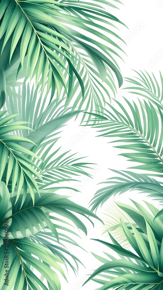 Stylish tropical palm leaves design, ideal for a refreshing smartphone wallpaper.  