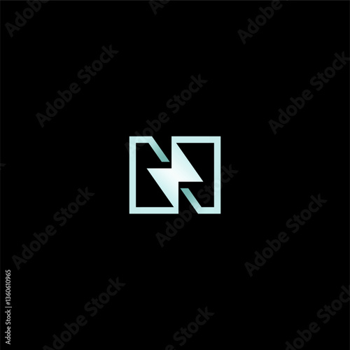 modern Letter N lightning or N bolt or N electric logo concept vector icon