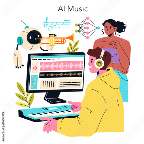 AI Hobbyist. Flat Vector Illustration