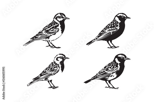 Wallpaper Mural Bird Silhouette Vector Illustration Black and White Sparrow Clipart Minimalist Bird Art Design Torontodigital.ca