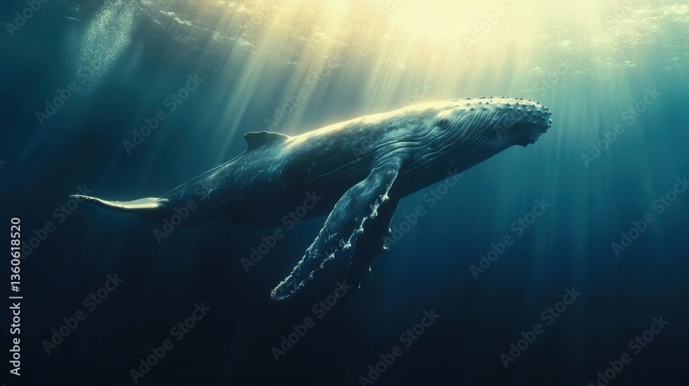Fototapeta premium Ballena jorobada en el océano