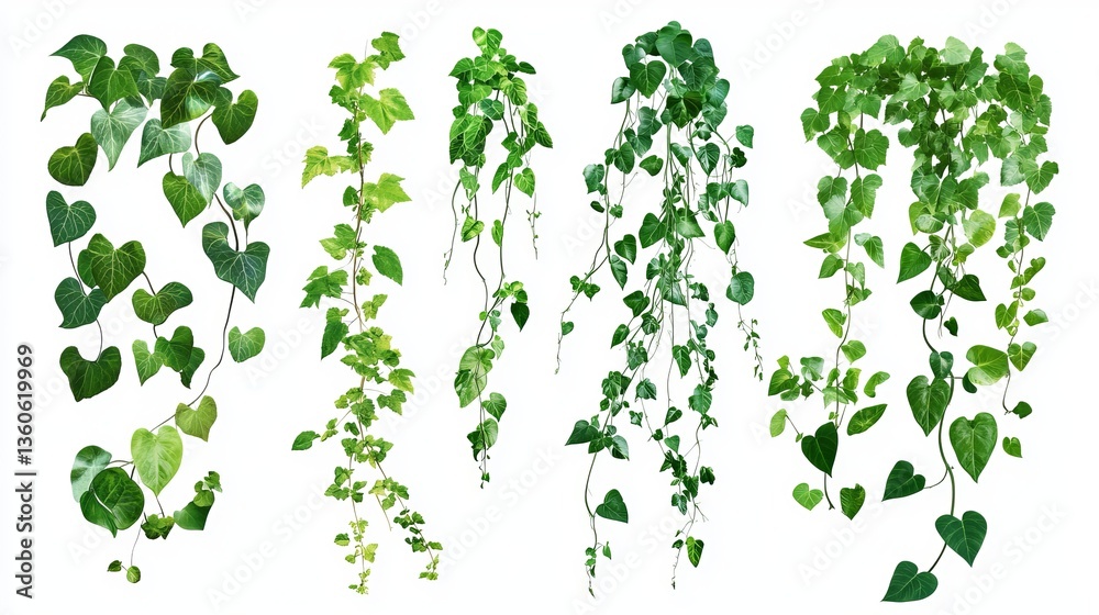 Green Ivy Vines Collection Isolated White Background Natural Hanging Plants Greenery Decoration Botanical Elements Lush Foliage Clipping Path Perfect Green Ivy Vines Collection Isolated White Background Natural Hanging Plants Greenery Decoration Botanical Elements Lush Foliage Clipping Path Perfect