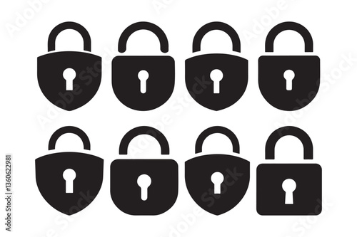 Secure Padlock Icons Black Lock Symbols for Privacy and Protection 