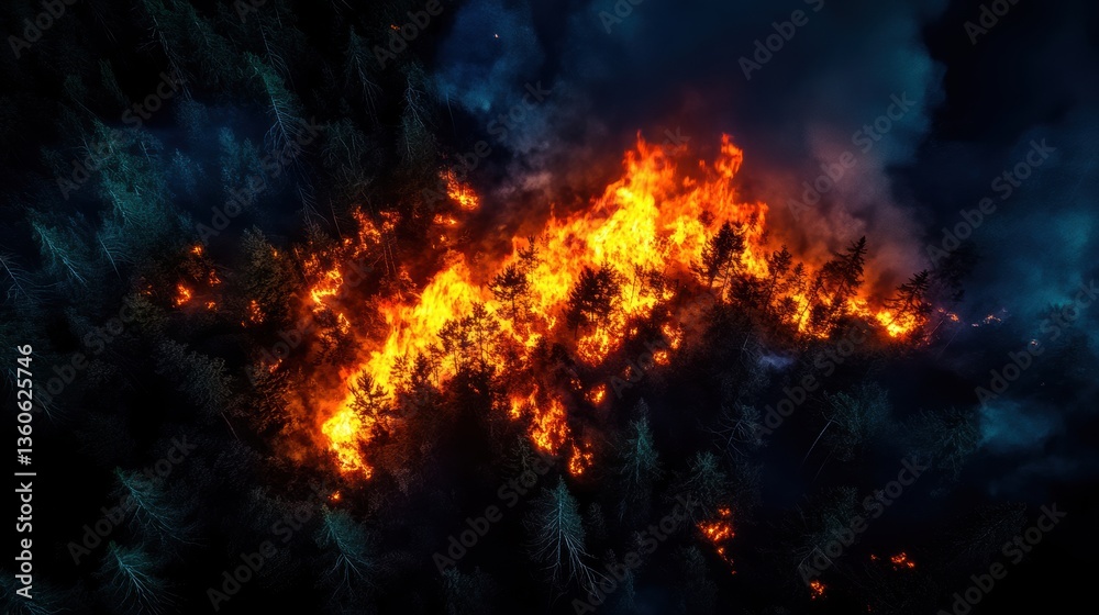 Burning forest. Devastating wild fire. Burning forest. Devastating wild fire.