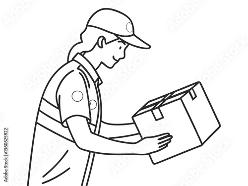 Professional Delivery Worker with Parcel Vector Illustration