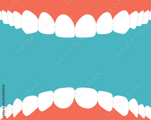 Flat illustration with open mouth with teeth. Open mouth with teeth in cartoon style
