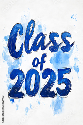 Class of 2025 Brush Stroke Typography on White Background