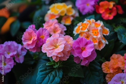 vibrant flowers at sunset bloom with warm vivid hues  
 photo