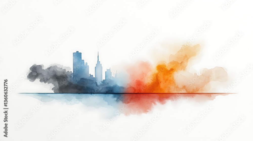 Fototapeta premium City skyline watercolor abstract
