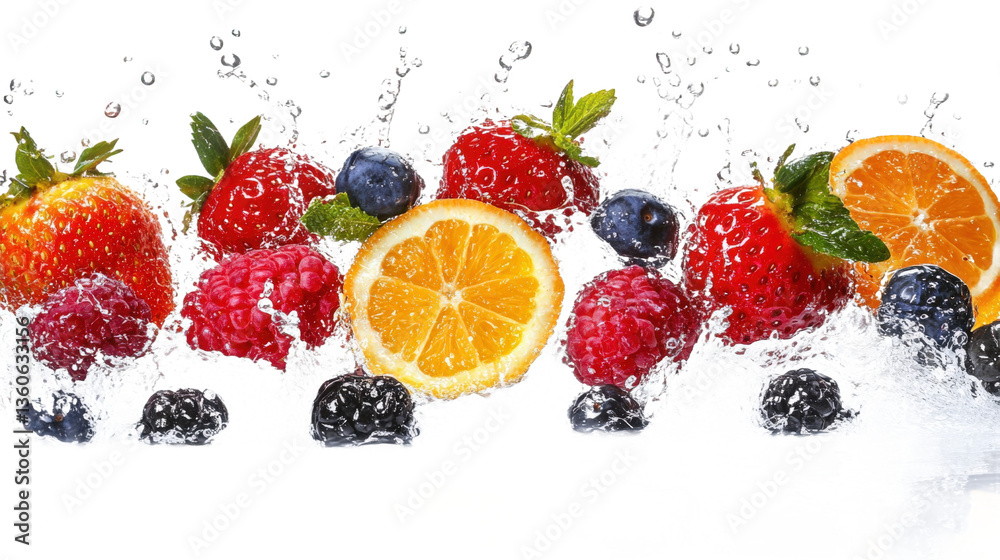 fruit in water splash fruit in water splash