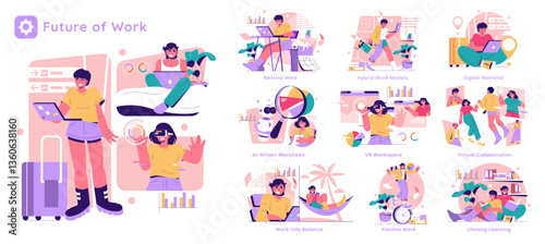 Future of Work. Flat Vector Illustration