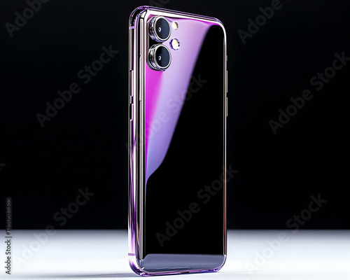 Purple smartphone, studio shot, dark background, sleek design