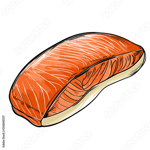 Smoked Salmon Fillet Vector Illustration