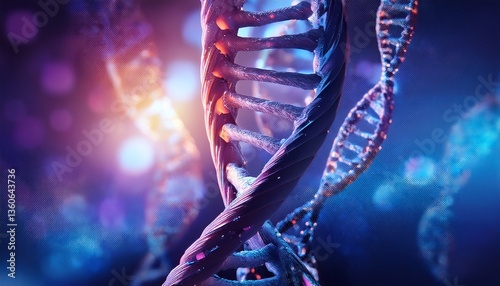 A close-up of the DNA double helix structure