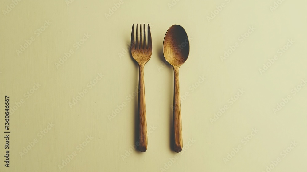 Wooden cutlery set with minimalist design creating an elegant eating experience Wooden cutlery set with minimalist design creating an elegant eating experience